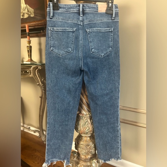 Paige Medium Wash Sarah Slim Crop Raw Hem Stretch Jeans Women’s Size 26 - Picture 3 of 6